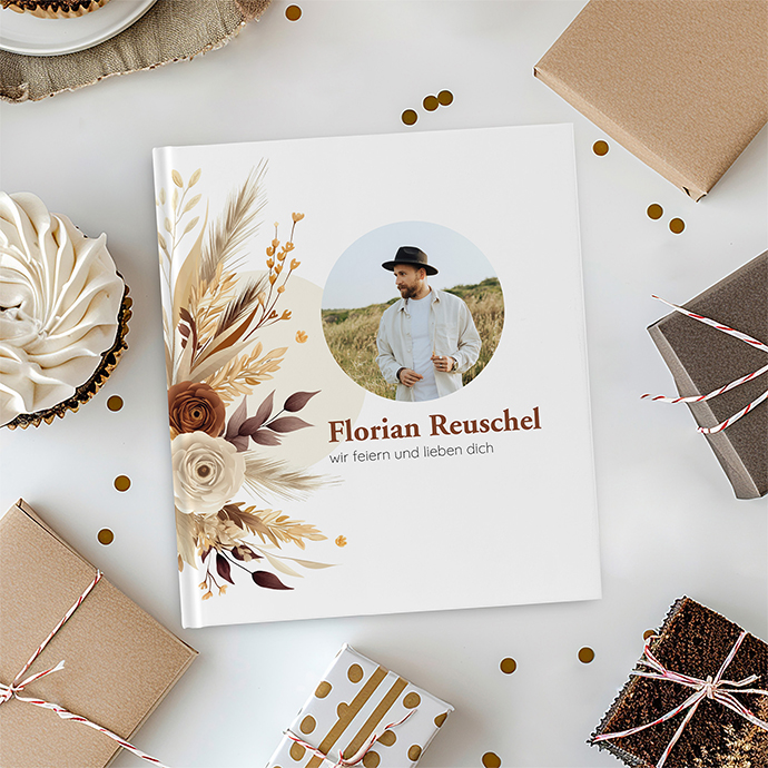 Gästebuch Geburtstag - Boho "Earth Bouquet"