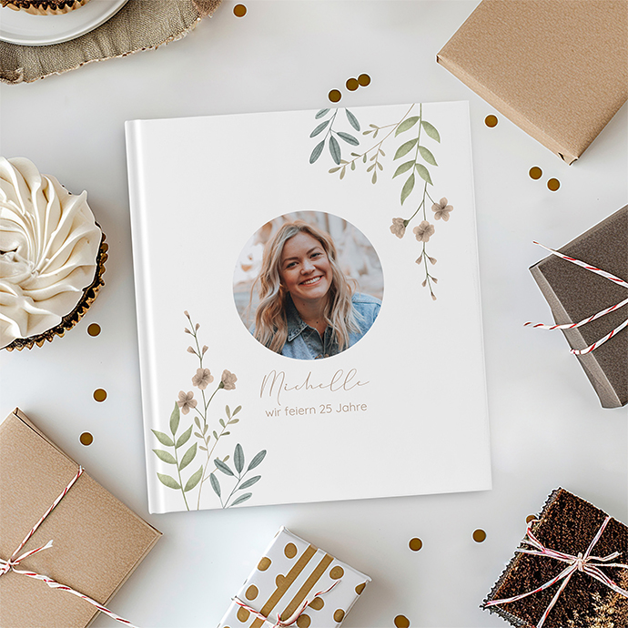 Gästebuch Geburtstag - Boho "Soft Leaves"