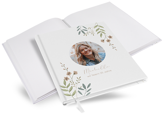 Gästebuch Geburtstag - Boho "Soft Leaves" - GBG-25001-B-10