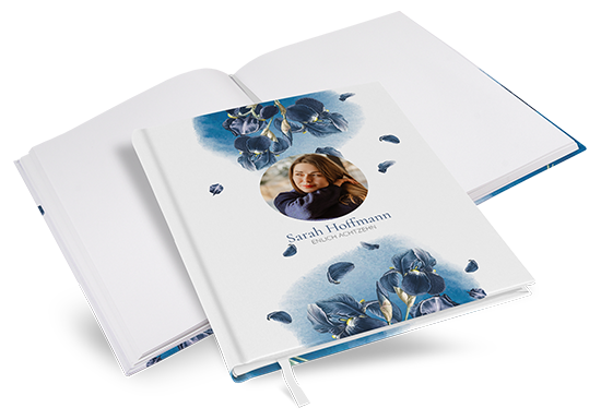 Gästebuch Geburtstag - Floral "Blue Petal" - GBG-25001-F-06