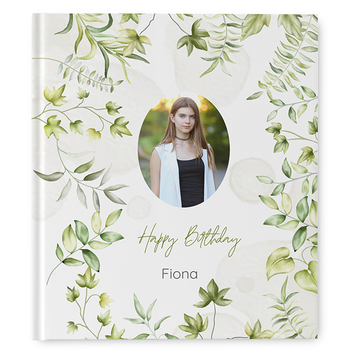 Gästebuch Geburtstag - Greenery "leaf light"