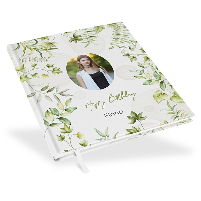 Gästebuch Geburtstag - Greenery "leaf light"