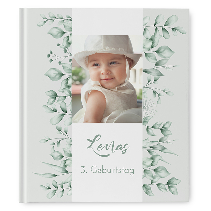 Gästebuch Geburtstag - Greenery "orange craft"