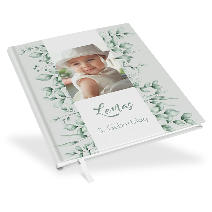 Gästebuch Geburtstag - Greenery "orange craft"