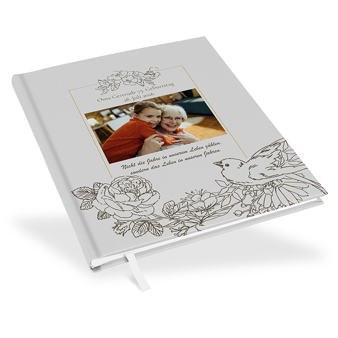 Gästebuch Geburtstag Vintage 'Petal Bird'