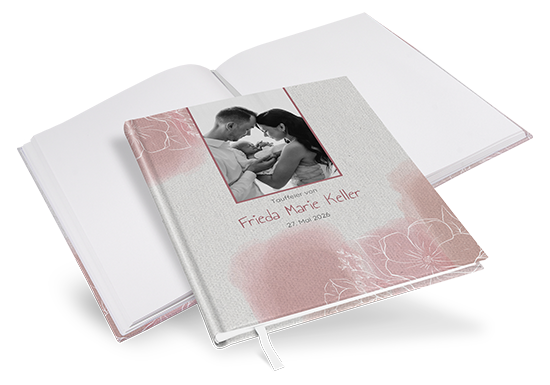 Gästebuch Taufe - Aquarell - "dusty bloom" - GBT-25001-A-05