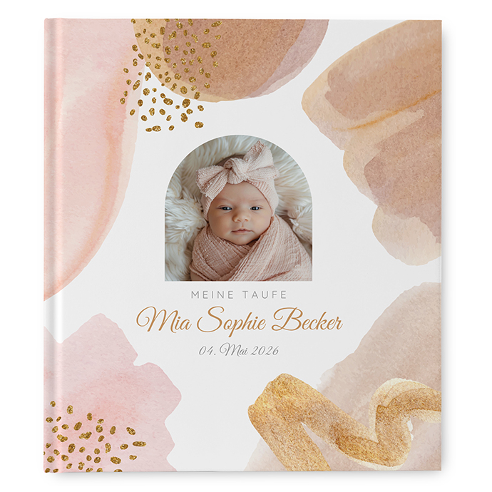 Gästebuch Taufe - Aquarell "Golden Blush"
