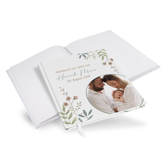 Gästebuch Taufe - Boho "Soft Leaves" - GBT-25001-B-10