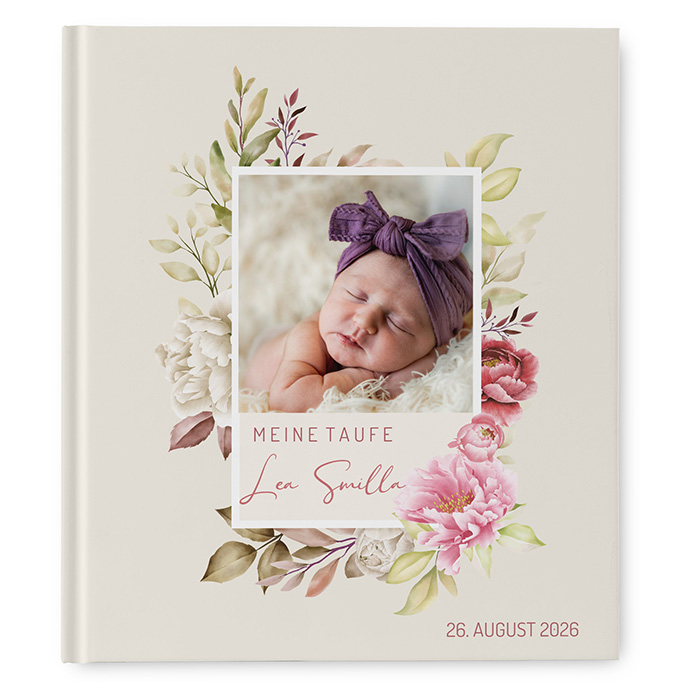 Gästebuch Taufe - Floral "Peony Bloom"