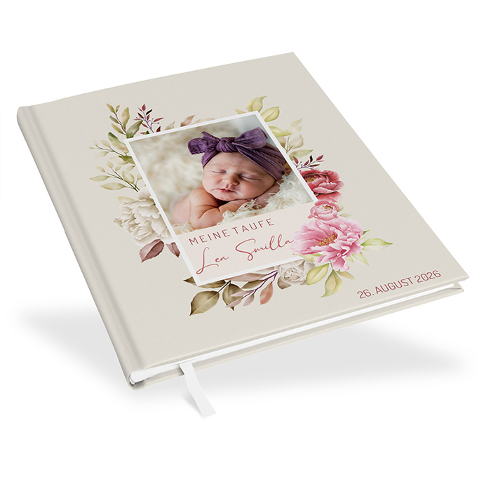 Gästebuch Taufe - Floral "Peony Bloom"