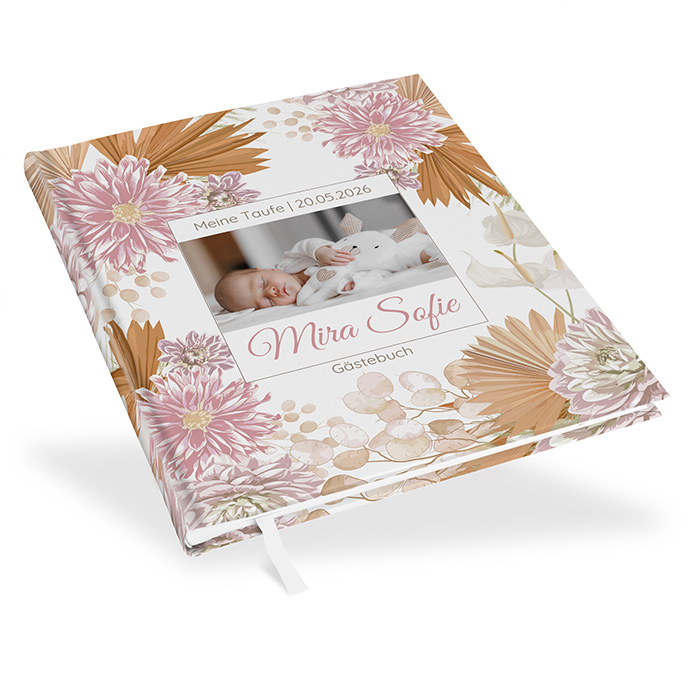 Gästebuch Taufe - Floral "Terracotta Blossom"