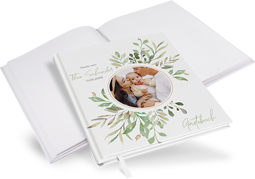 Gästebuch Taufe - Greenery "eucalyptus crown" - GBT-25001-G-06