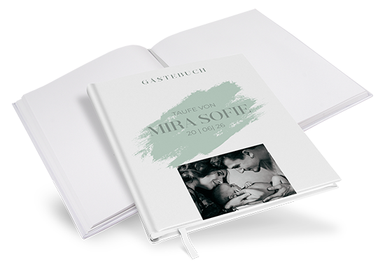 Gästebuch Taufe - Minimalistisch "Mint Brush" - GBT-25001-M-15