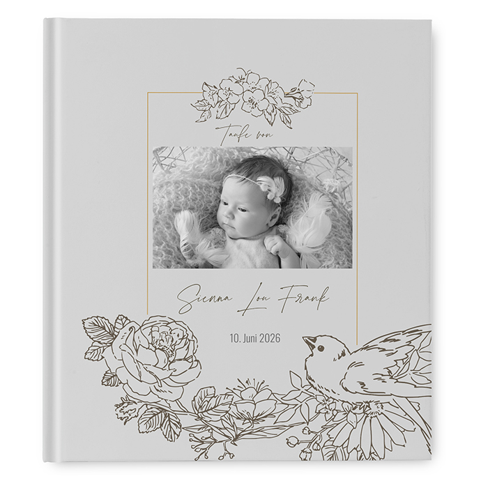 Gästebuch Taufe Vintage 'Petal Bird'