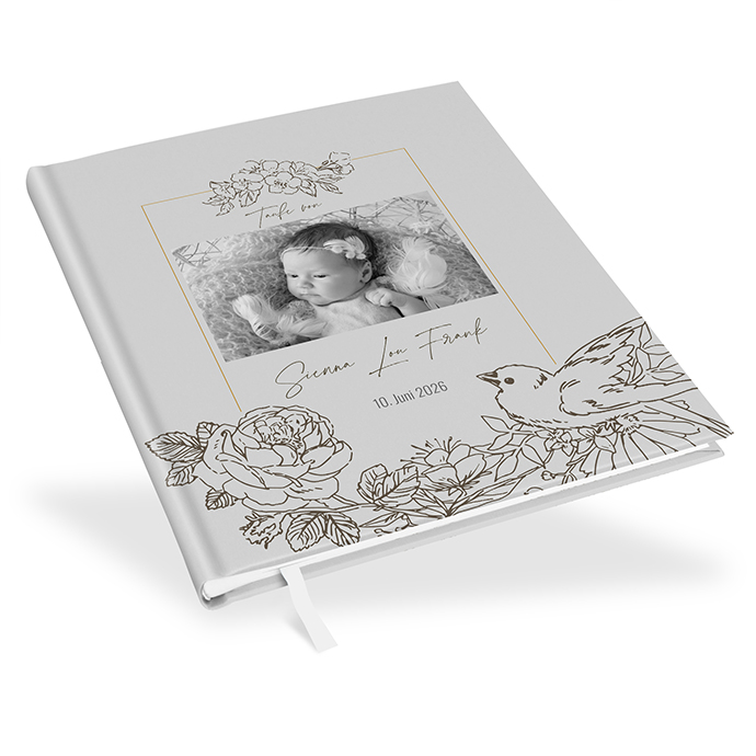 Gästebuch Taufe Vintage 'Petal Bird'
