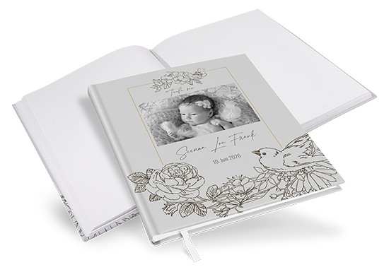 Gästebuch Taufe Vintage 'Petal Bird' - GBT-25001-V-03