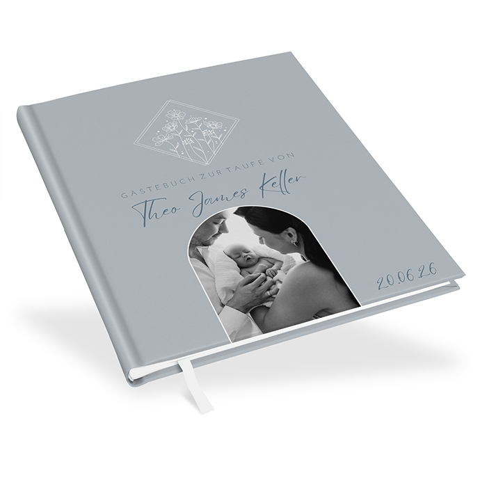 Gästebuch Taufe - Vintage "La Fleur Bleue"